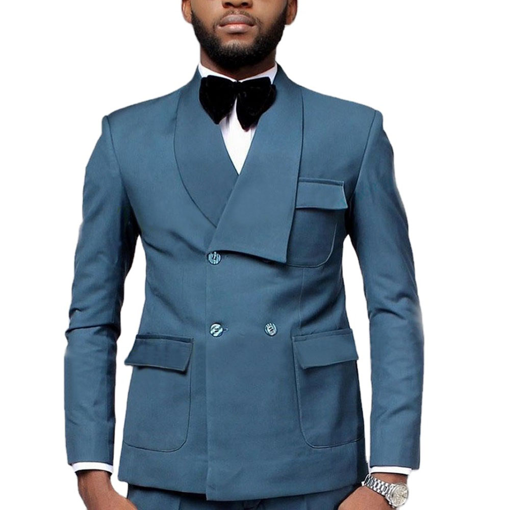 Men Formal Wear Pants - Ultimo design doppiopetto lago blu blazer