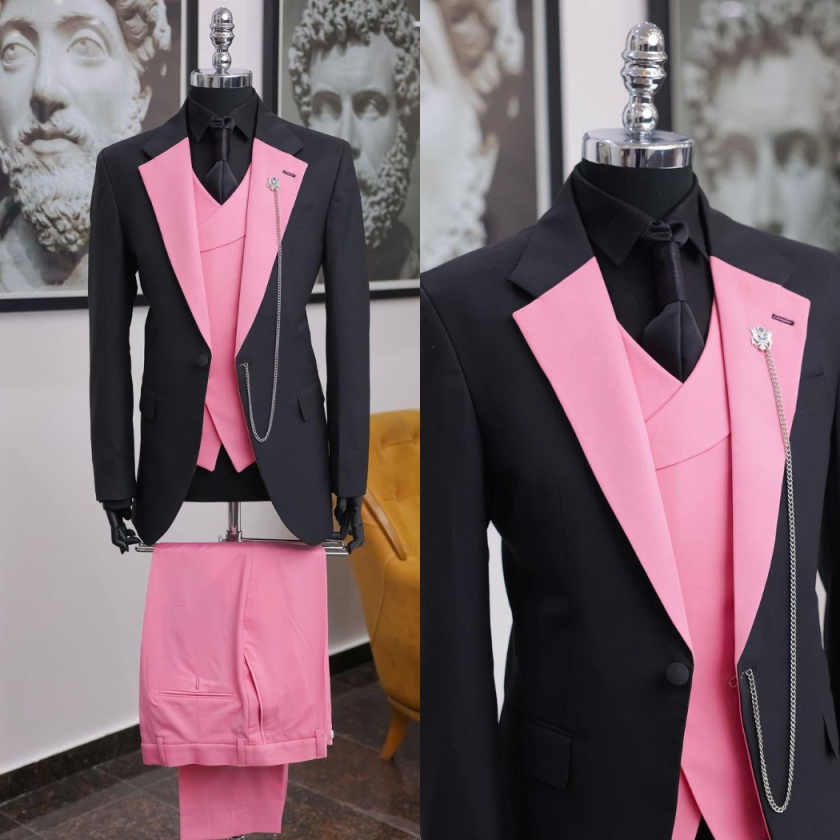 Men Formal Wear Pink - Abito da uomo di lusso nero