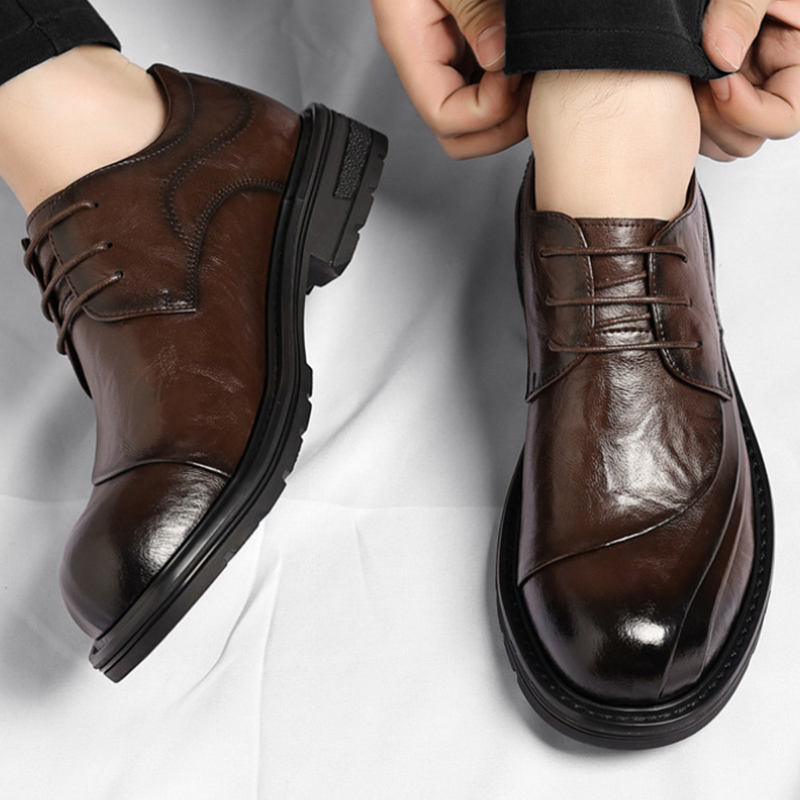 Men'S Formal Wear In Wedding - Scarpe stringate in vera pelle marrone