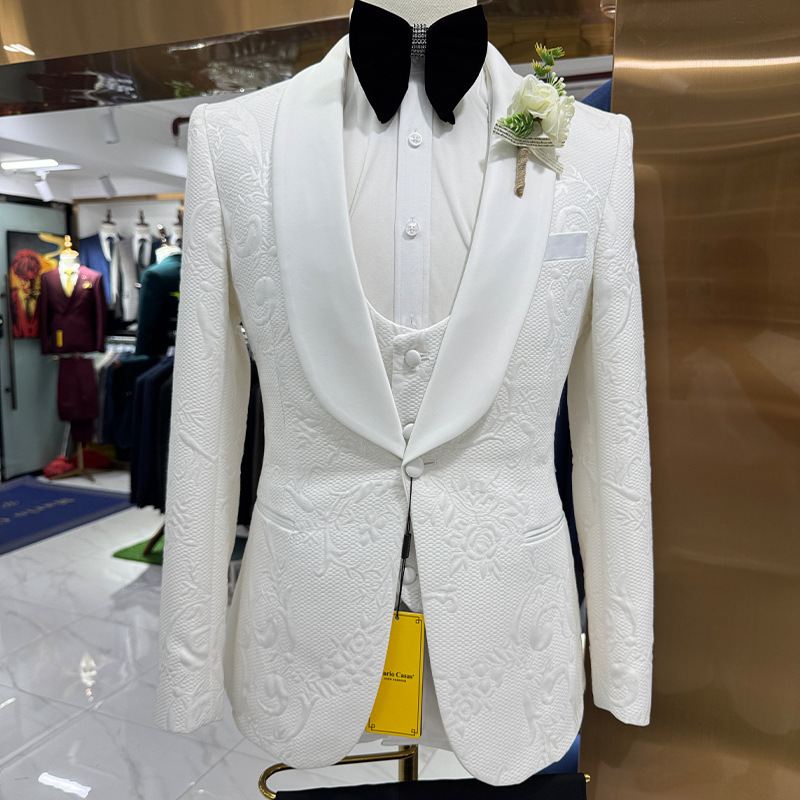 Men Formal Wear Pants - Abito da Sposo Bianco da Uomo,