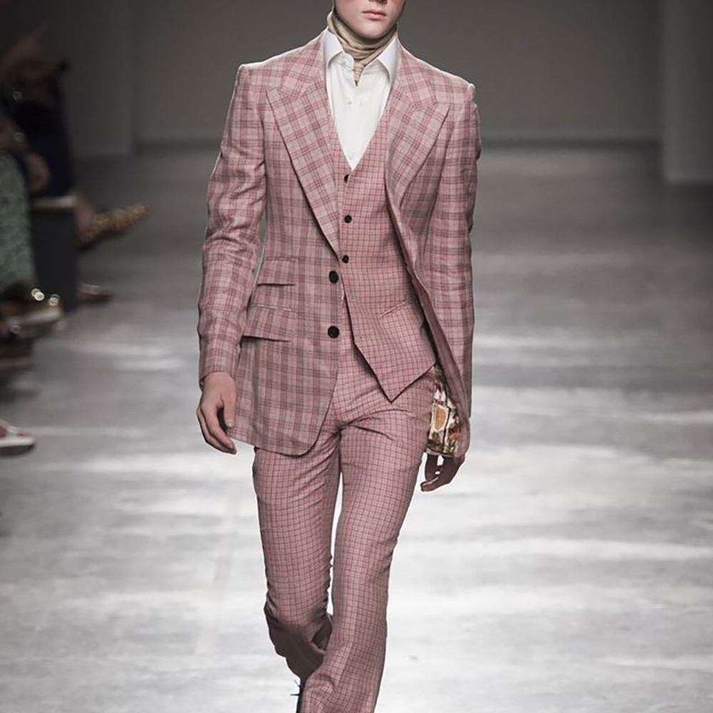 Men Formal Wear Pink - Abiti da uomo a quadretti rosa