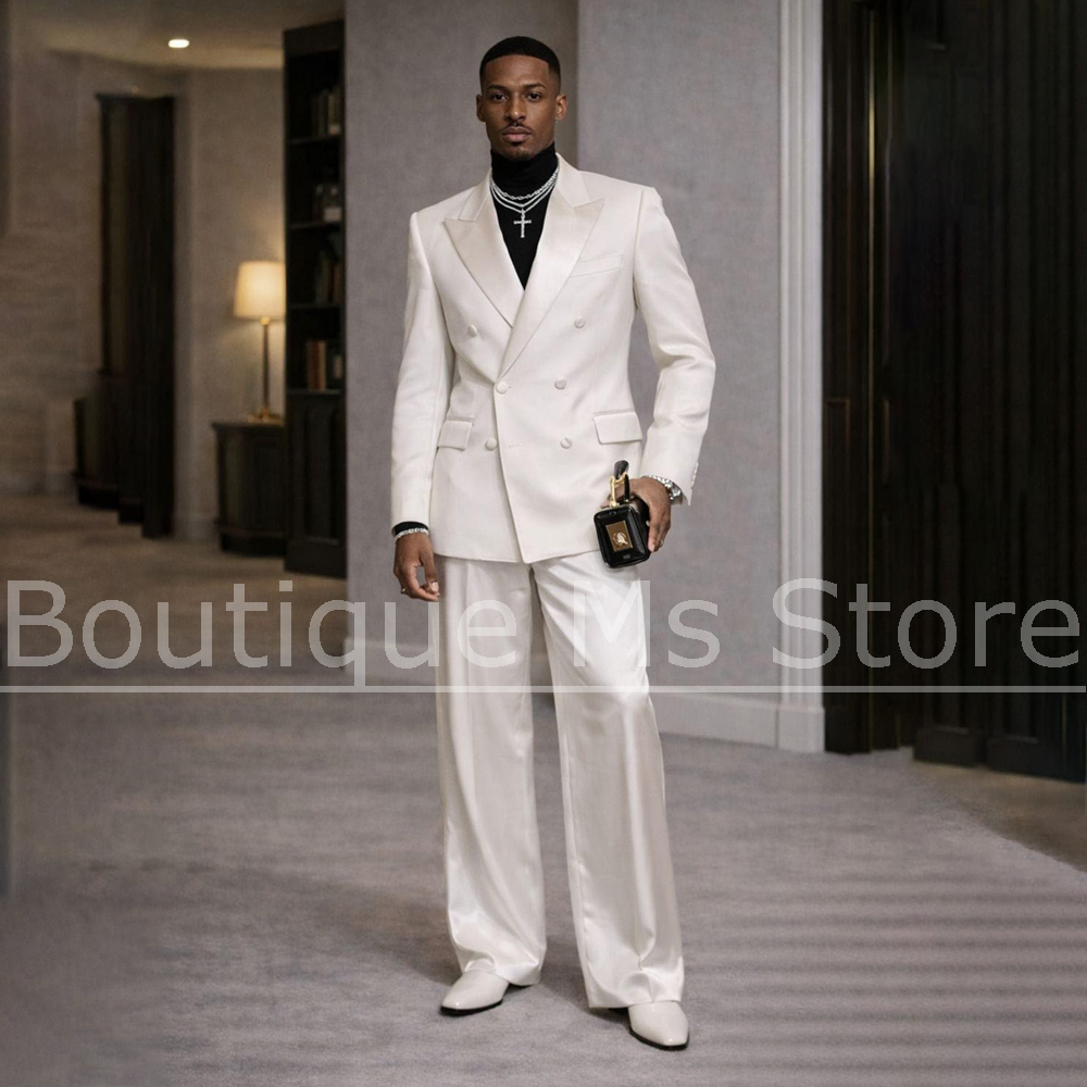 Men'S Formal Wear In Wedding - Abito da uomo bianco in raso
