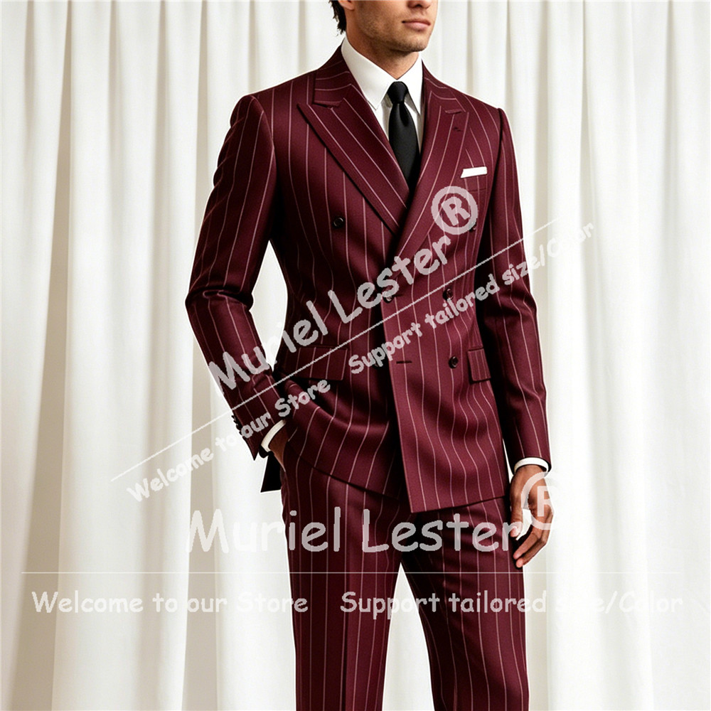Men Formal Wear Pants - Elegante Completo a Righe da Uomo,