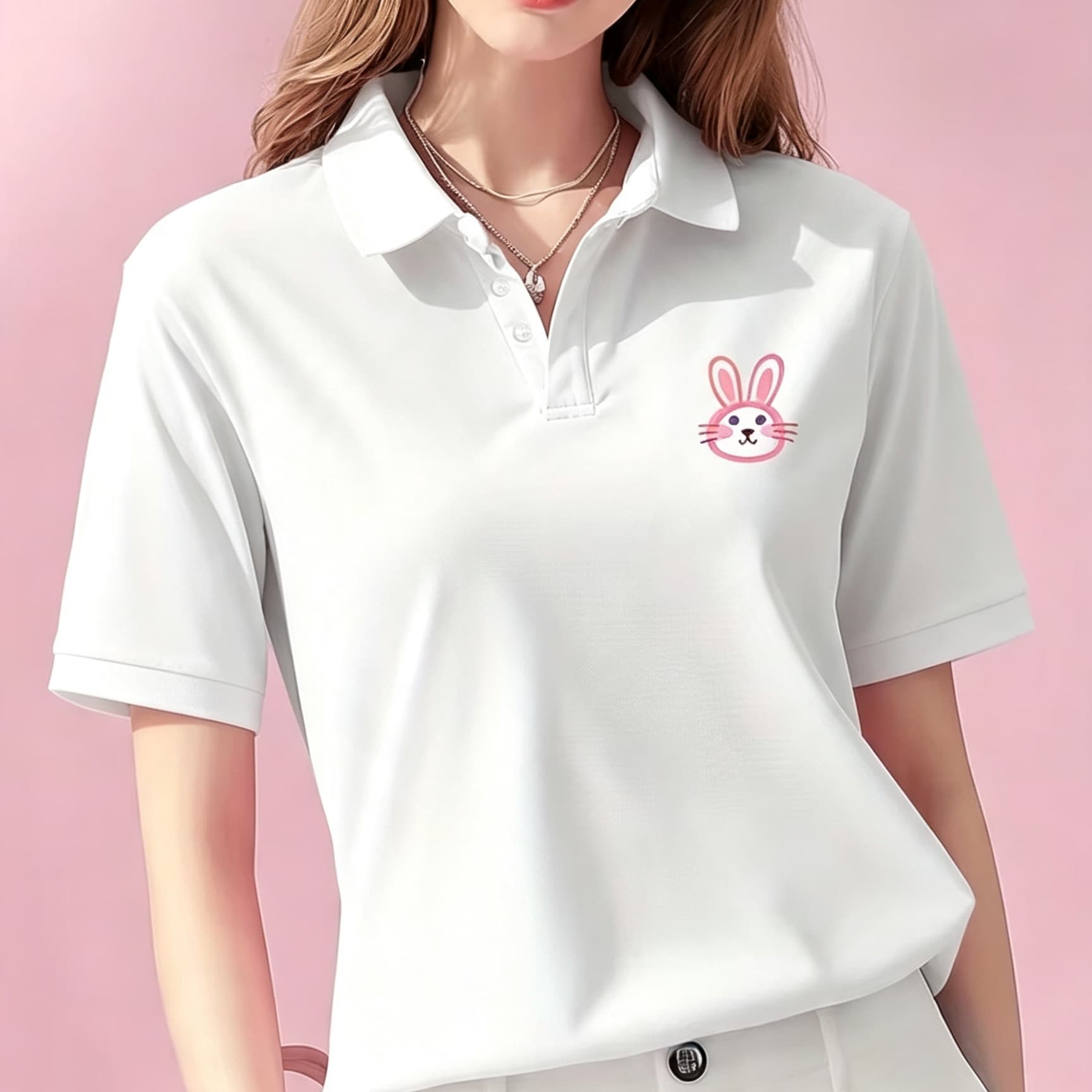 Men Formal Wear Pink - Polo unisex nera con colletto a