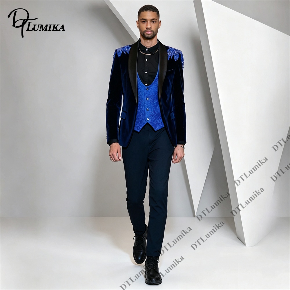 Men'S Formal Wear In Wedding - Completo da Uomo Peagent in Velluto