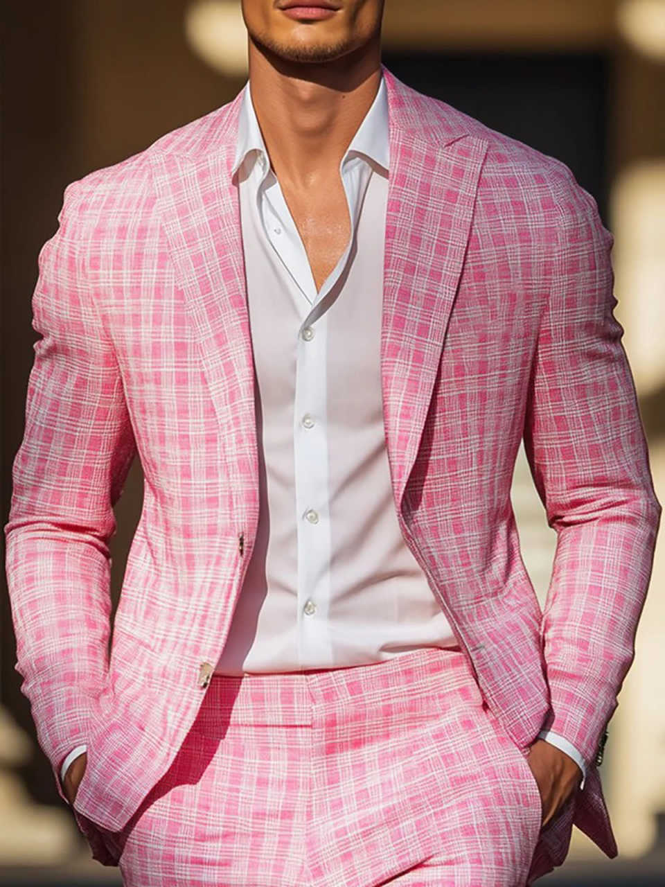 Smoking da uomo scozzese rosa  - Men Formal Wear Pink recensione e prezzo