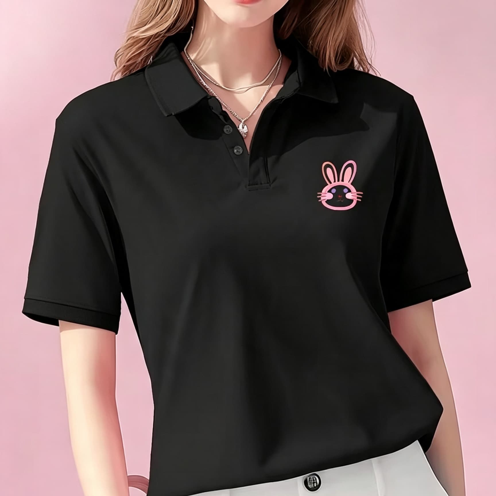 Polo unisex nera con colletto  - Men Formal Wear Pink recensione e prezzo